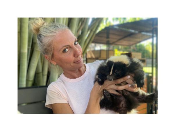 Sarah Baeumler, with her dog.